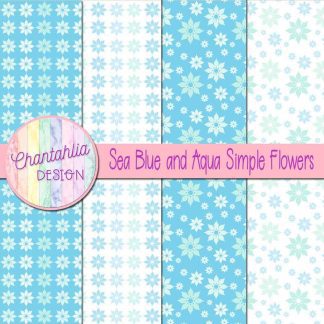 Free sea blue and aqua simple flowers digital papers