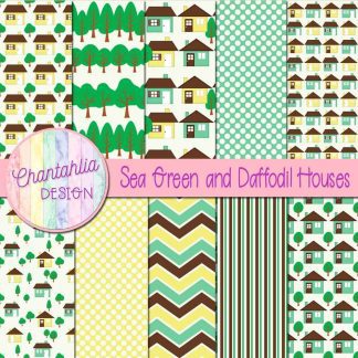 Free sea green and daffodil houses digital papers