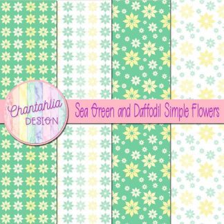 Free sea green and daffodil simple flowers digital papers