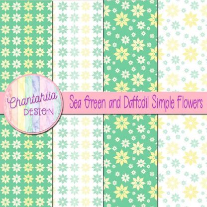 Free sea green and daffodil simple flowers digital papers
