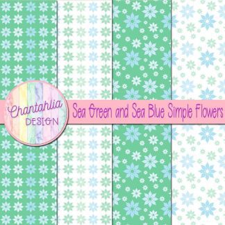Free sea green and sea blue simple flowers digital papers