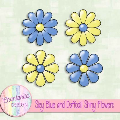 Free sky blue and daffodil shiny flowers