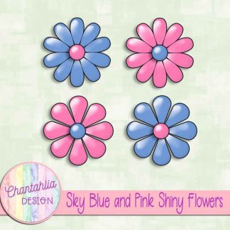 Free sky blue and pink shiny flowers