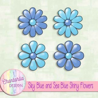 Free sky blue and sea blue shiny flowers