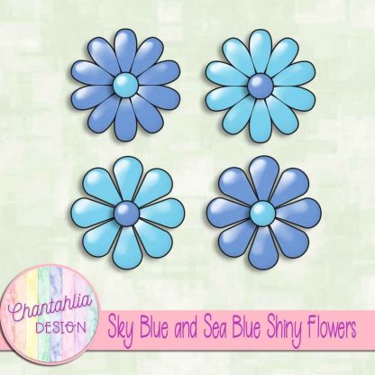 Free sky blue and sea blue shiny flowers