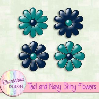 Free teal and navy shiny flowers