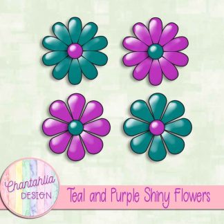Free teal and purple shiny flowers