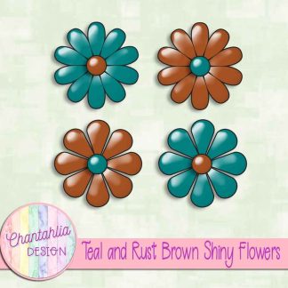 Free teal and rust brown shiny flowers