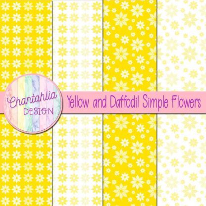 Free yellow and daffodil simple flowers digital papers