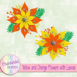 Free yellow and orange flowers with leaves