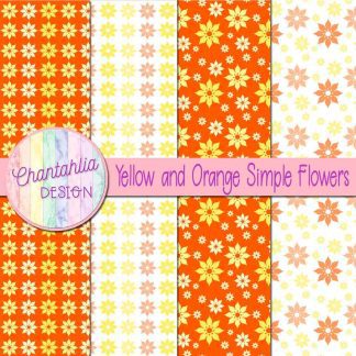 Free yellow and orange simple flowers digital papers