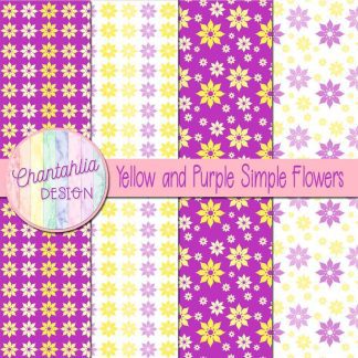 Free yellow and purple simple flowers digital papers