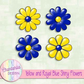 Free yellow and royal blue shiny flowers