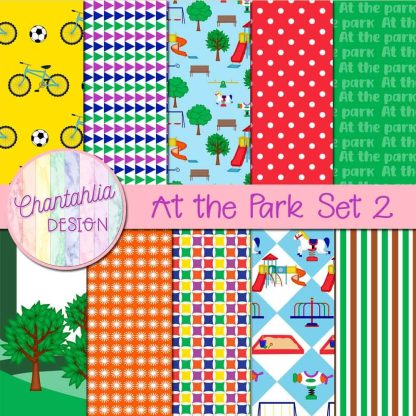 Free digital papers in an At the Park theme