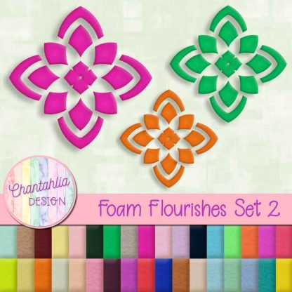 Free foam flourish design elements in 36 colours