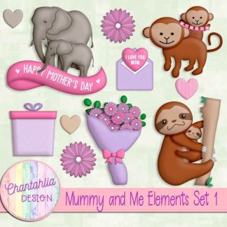 Free design elements in a Mummy (Mommy) and Me theme