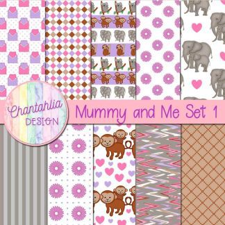 Free digital papers in a Mummy (Mommy) and Me theme