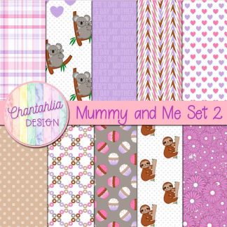 Free digital papers in a Mummy (Mommy) and Me theme