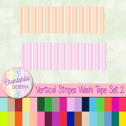 Free vertical striped washi tape design elements in 36 colours