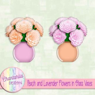 Free peach and lavender flowers in glass vases
