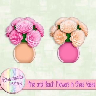 Free pink and peach flowers in glass vases
