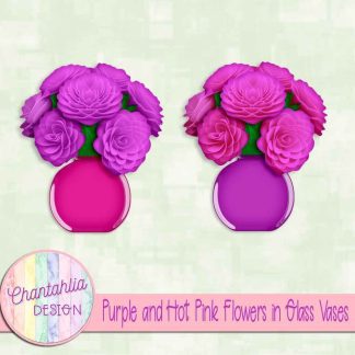 Free purple and hot pink flowers in glass vases
