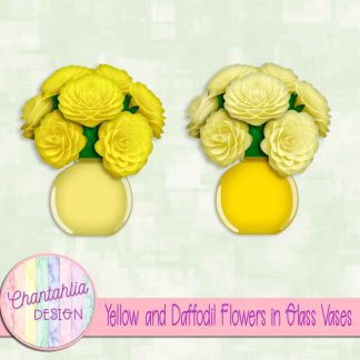 Free yellow and daffodil flowers in glass vases