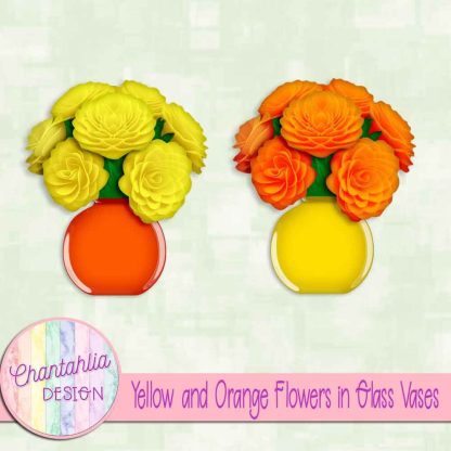 Free yellow and orange flowers in glass vases