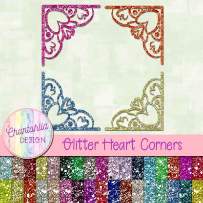 Free Glitter Heart Corners Design Elements