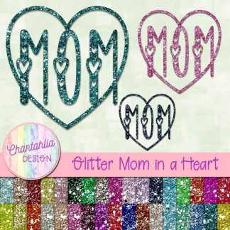 Free Mom in a heart glitter design elements