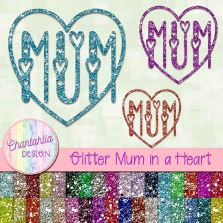 Free Mum in a heart glitter design elements