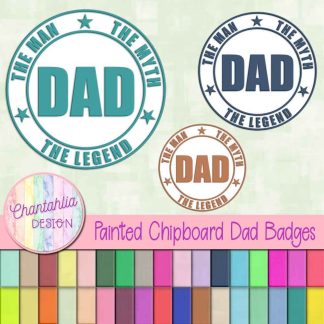 free Dad badge design elements in a painted chipboard style