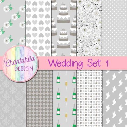 Free digital papers in a Wedding theme