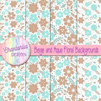 Free beige and aqua floral backgrounds