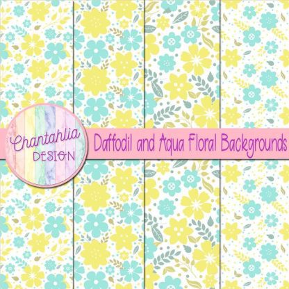 Free daffodil and aqua floral backgrounds