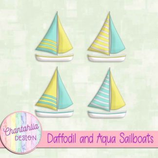 Free daffodil and aqua sailboats