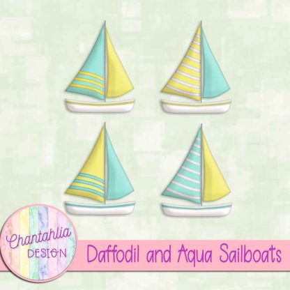 Free daffodil and aqua sailboats