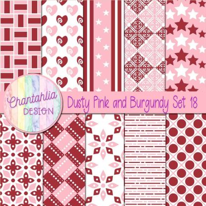 Free dusty pink and burgundy digital papers set 18