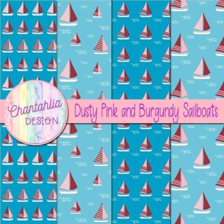 Free dusty pink and burgundy sailboats digital papers
