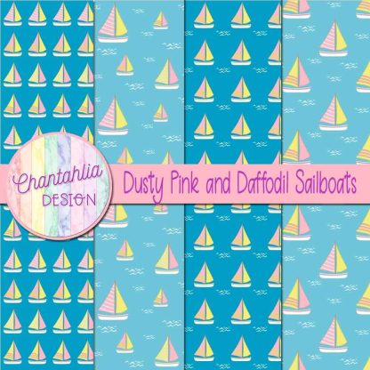 Free dusty pink and daffodil sailboats digital papers