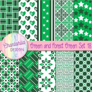 Free green and forest green digital papers set 18