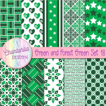 Free green and forest green digital papers set 18