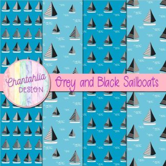 Free grey and black sailboats digital papers