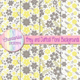 Free grey and daffodil floral backgrounds