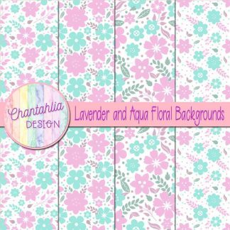 Free lavender and aqua floral backgrounds
