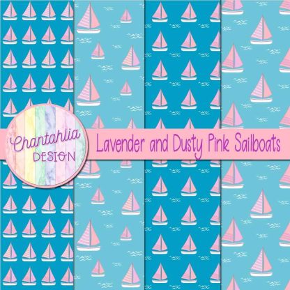 Free lavender and dusty pink sailboats digital papers