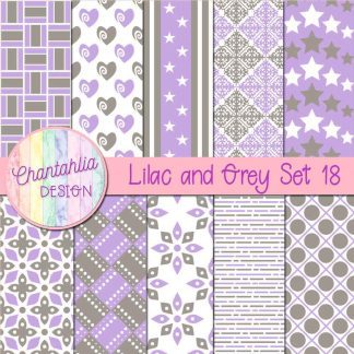 Free lilac and grey digital papers set 18