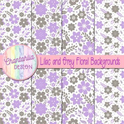 Free lilac and grey floral backgrounds