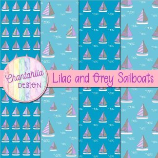 Free lilac and grey sailboats digital papers