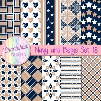 Free navy and beige digital papers set 18